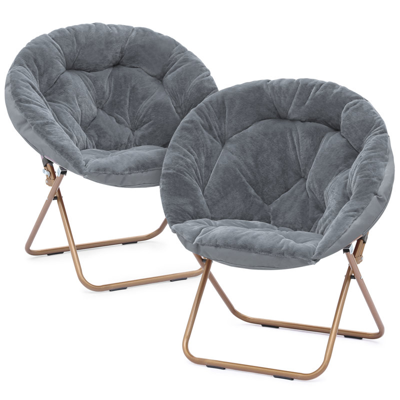 Mercer41 Masciarelli Folding Saucer Chairs Soft Accent Chair Portable Moon Chair for Bedroom Apartments Reviews Wayfair